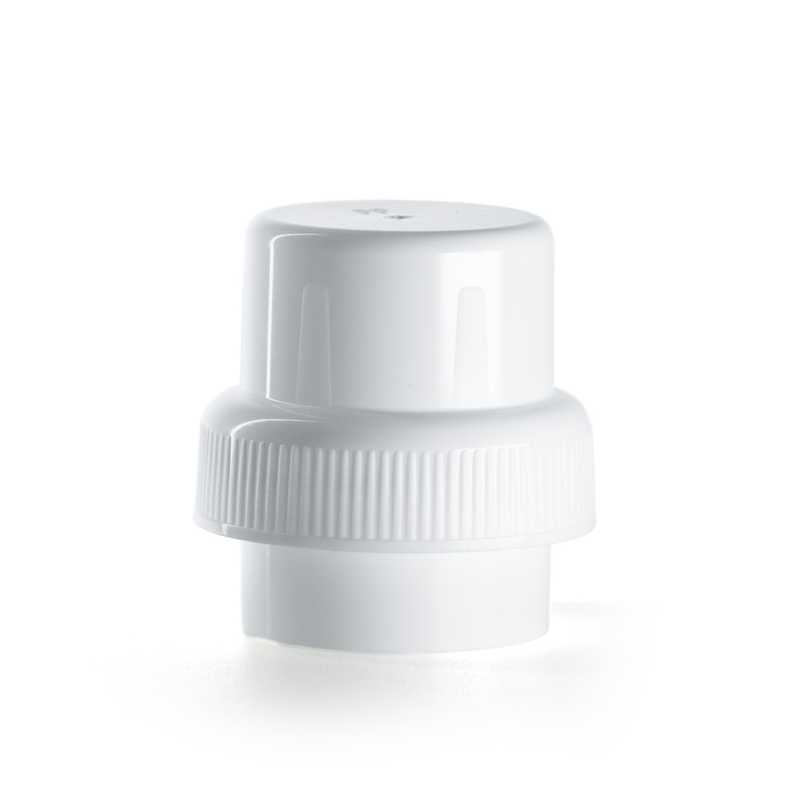 Tappo in plastica, detergente, bianco, tipo 2