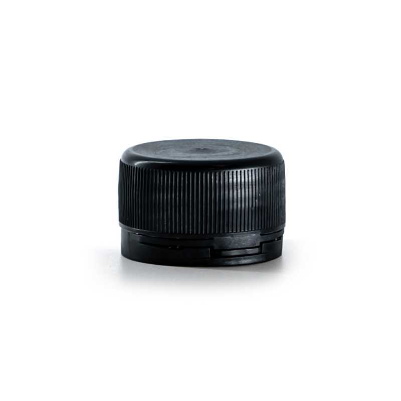 Capsula di plastica antimanomissione, zigrinata, nera, 28/410
