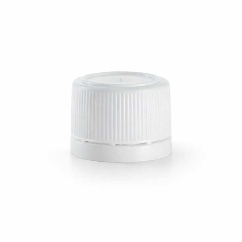 Capsula di plastica antimanomissione, zigrinata, bianca, 18/410