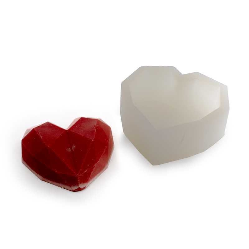 Stampo in silicone, cuore sfaccettato
