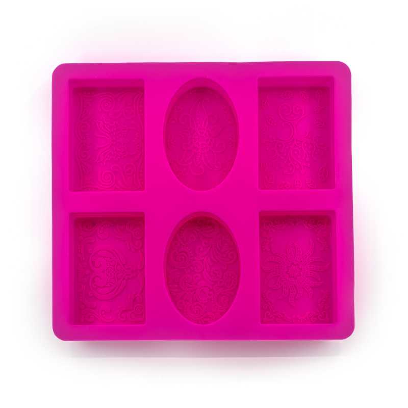 Stampo in silicone per sapone, ovale, con pizzo, 6 pz