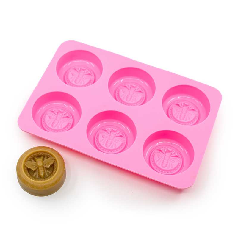 Stampo in silicone per sapone, api, 6 pz
