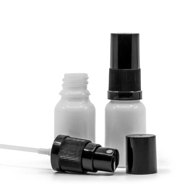 Bottiglia in vetro, bianca, spruzzatore, nero, 10 ml