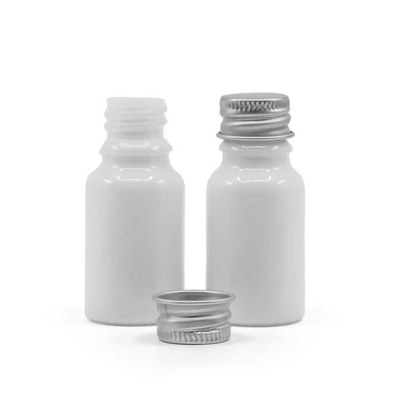 Flacone, vetro, bianco, tappo in alluminio, 10 ml