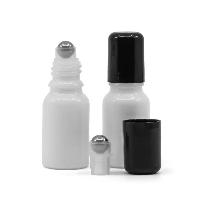 Flacone in vetro, bianco, roll-on, 10 ml