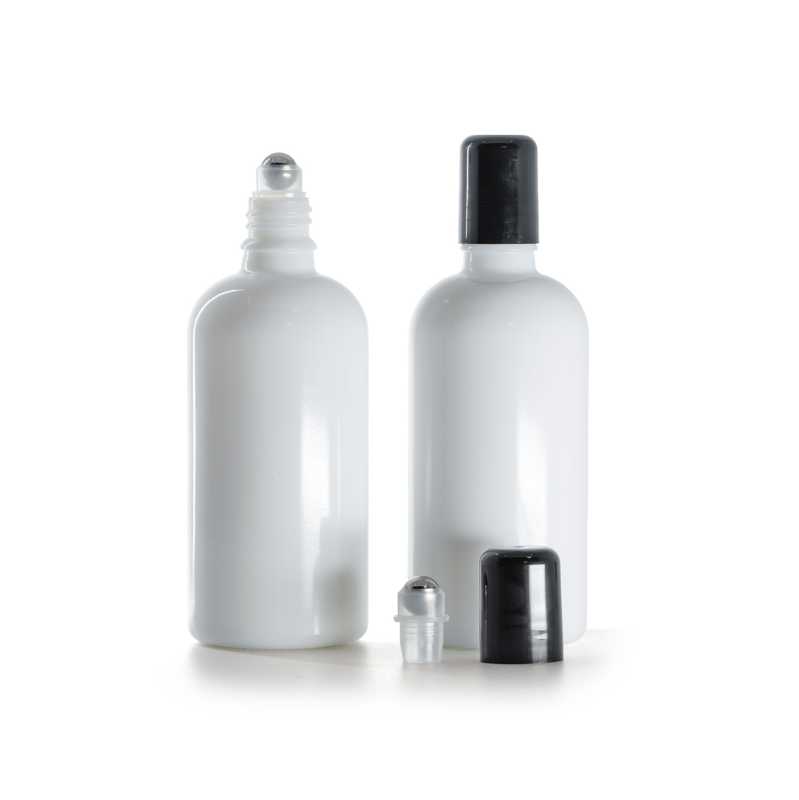 Flacone in vetro, roll-on, bianco, 100 ml
