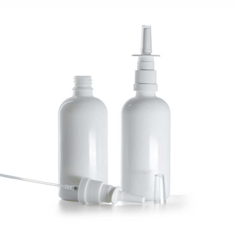Flacone in vetro, spray nasale, bianco, 100 ml