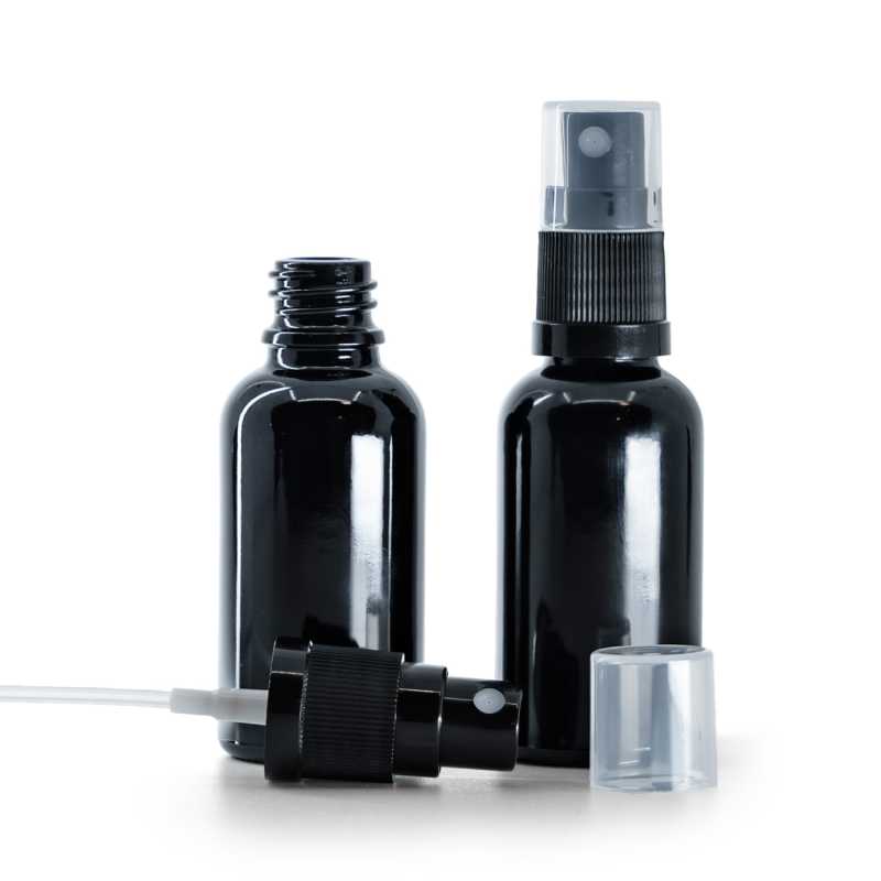 Flacone in vetro, nero, spruzzatore, 30 ml