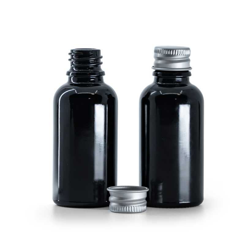 Flacone, vetro, nero lucido, 30 ml
