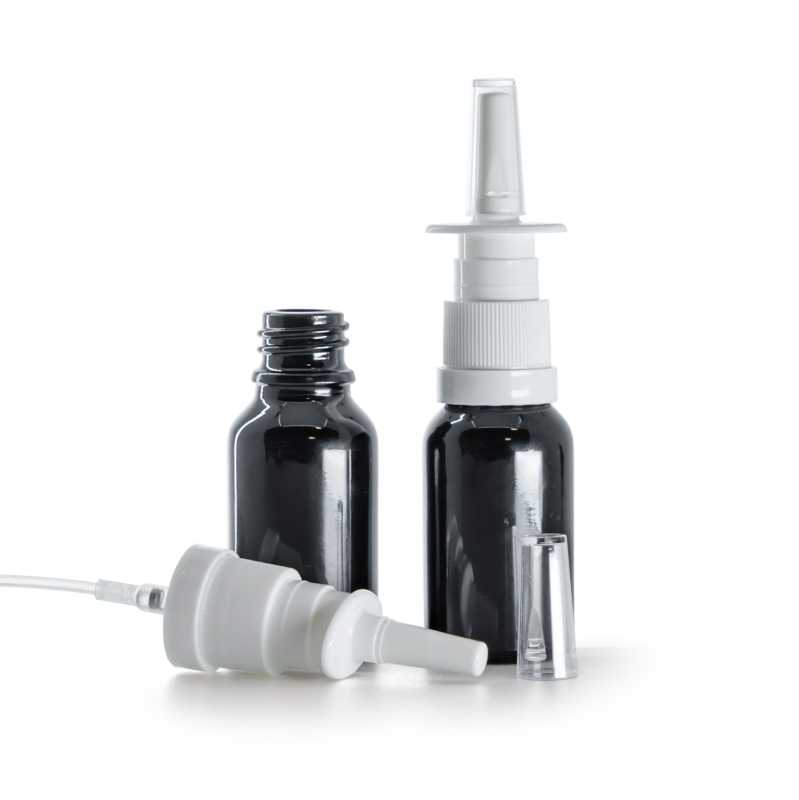 Flacone in vetro, nero lucido, spruzzatore nasale, 15 ml