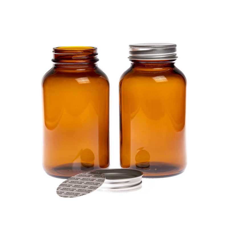 Bottiglia in vetro, ambra, tappo in alluminio, 250 ml
