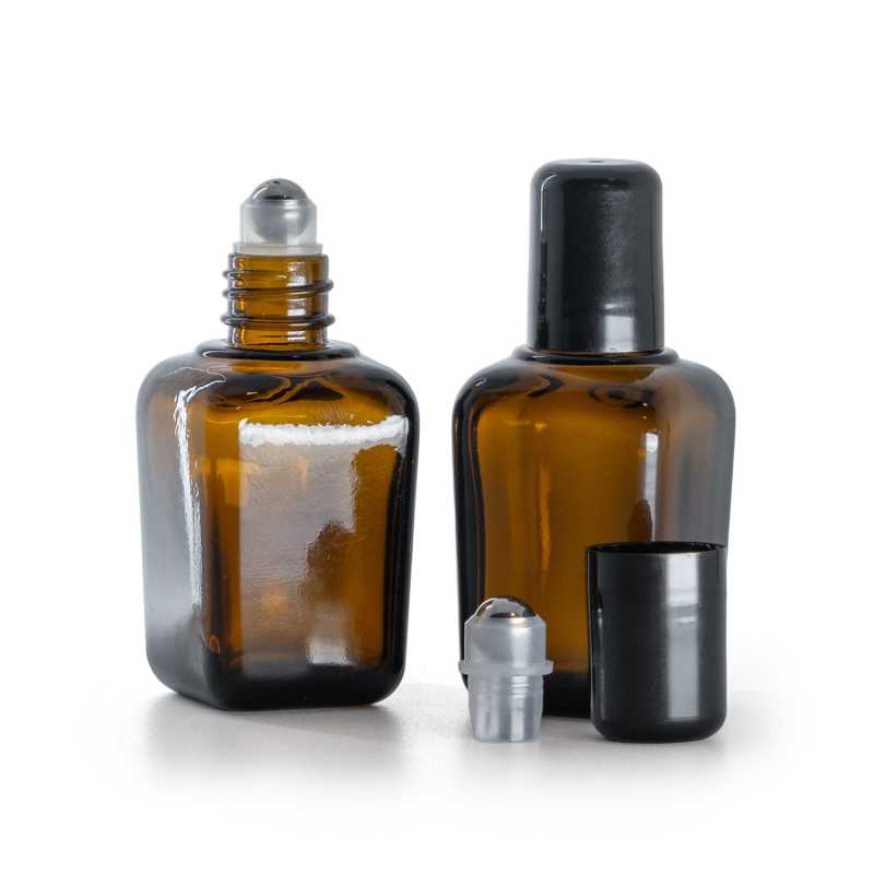 Flacone in vetro, quadrato, roll-on, 30 ml