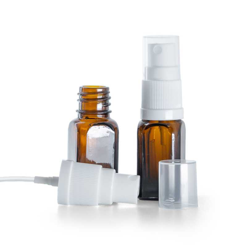 Flacone quadrato in vetro, spruzzatore bianco, 10 ml