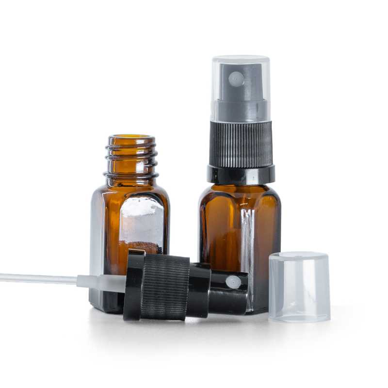 Flacone in vetro, quadrato, spruzzatore nero, 10 ml