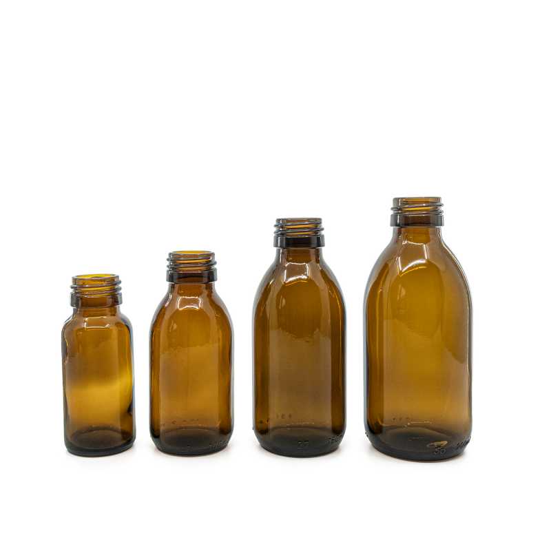 Bottiglia di vetro ambra, PP28, 150 ml, 88 pz