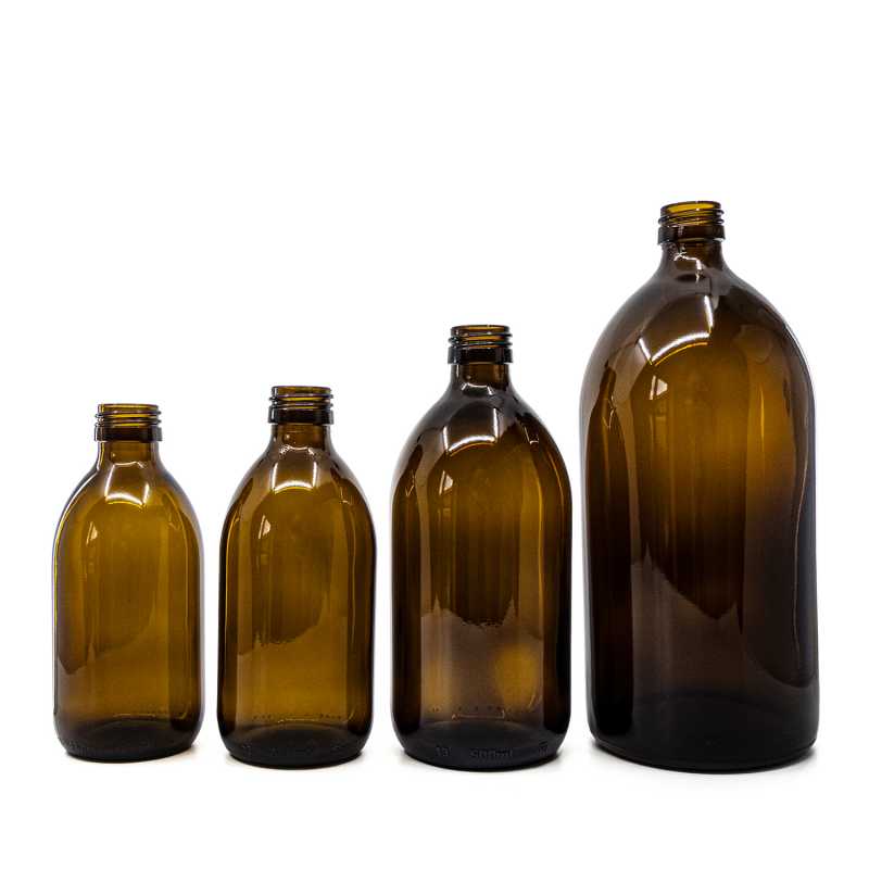 Bottiglia di vetro ambra, PP28, 250 ml, 60 pz