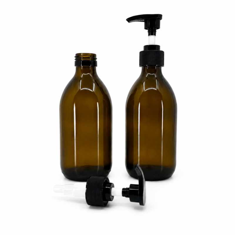 Bottiglia di vetro, 28 mm, 500 ml, dosatore nero zigrinato