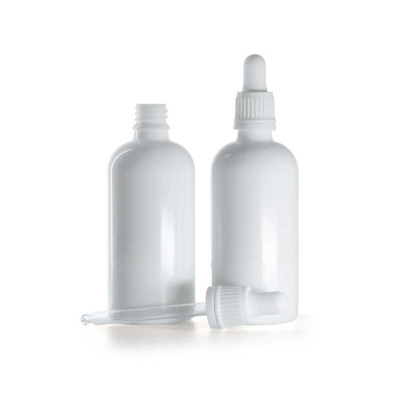 Flacone in vetro, bianco, contagocce, 100 ml