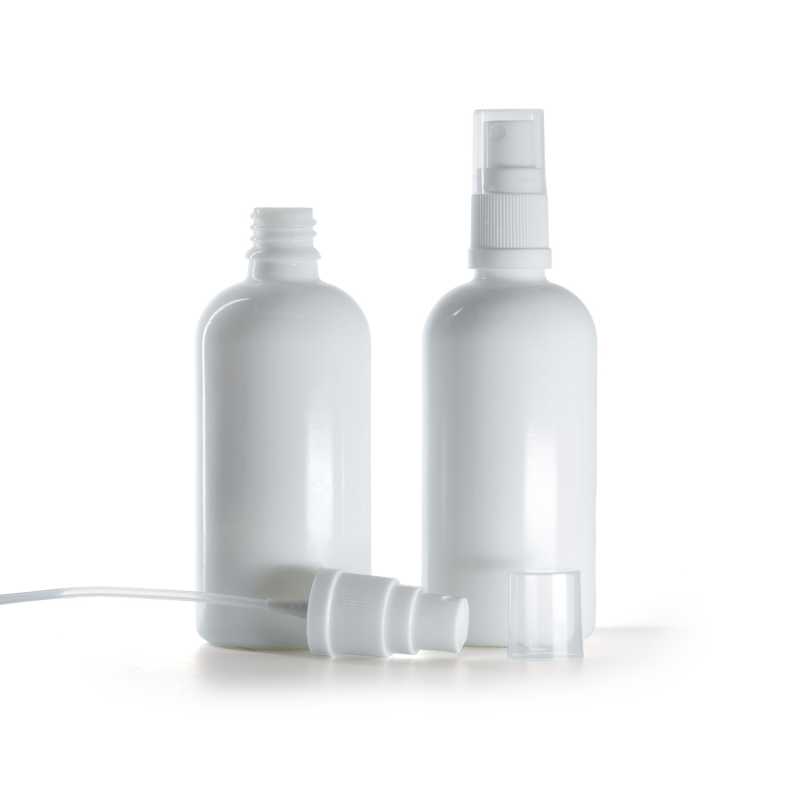 Flacone in vetro, bianco, spruzzatore, 100 ml