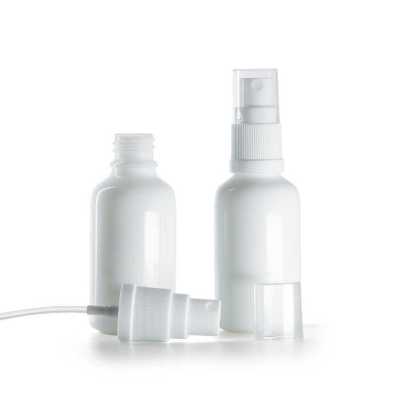 Flacone in vetro, bianco, spruzzatore, 30 ml