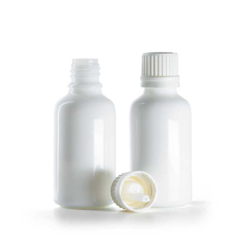 Flaconcino di vetro bianco con contagocce, 30 ml
