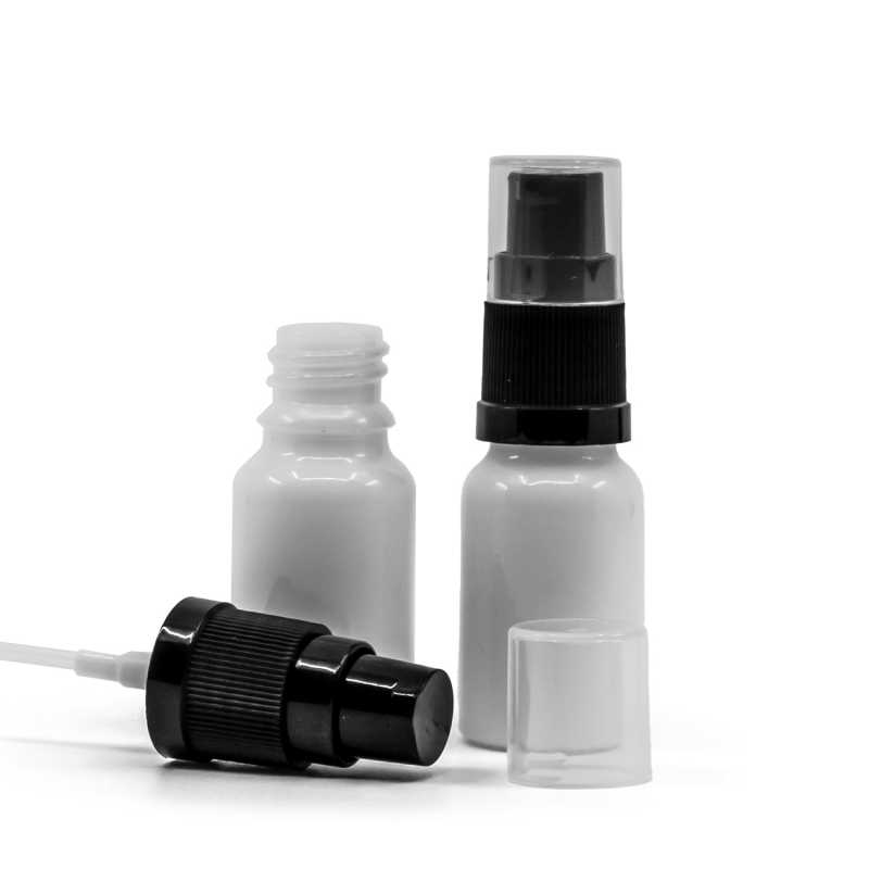 Flacone in vetro, dispenser lozione, bianco, 10 ml