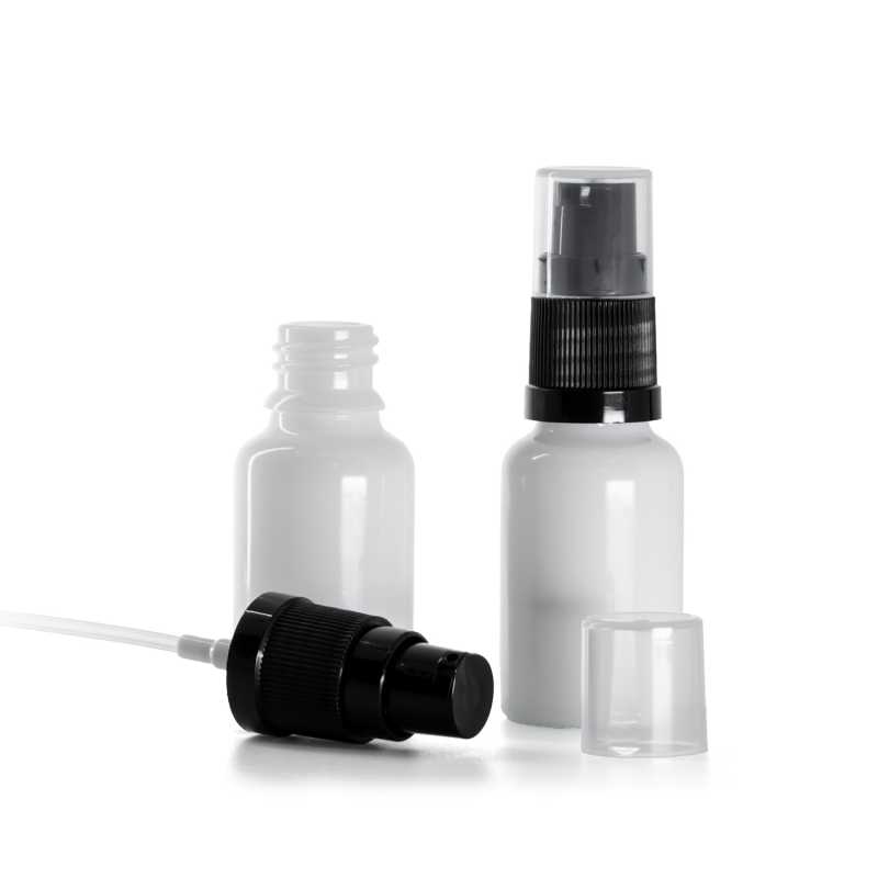 Flacone in vetro, bianco, dosatore lozione, 15 ml