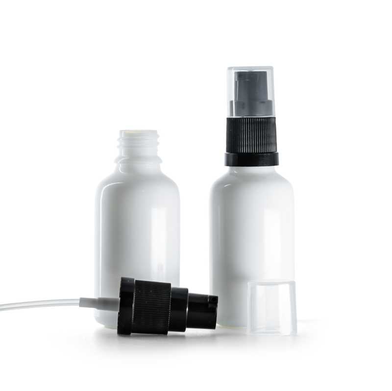 Flacone in vetro, bianco, dosatore lozione, 30 ml
