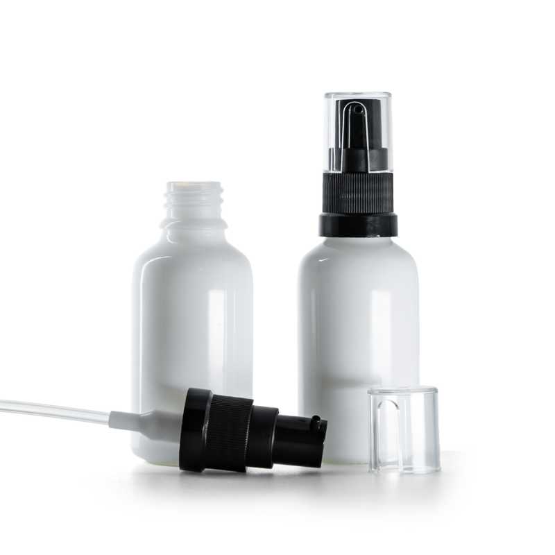 Flacone in vetro, bianco, dosatore per olio, 30 ml