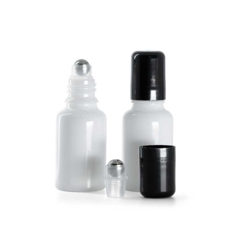 Flacone in vetro con roll-on, bianco, 15 ml
