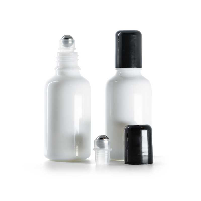 Flacone in vetro roll-on, bianco, 30 ml