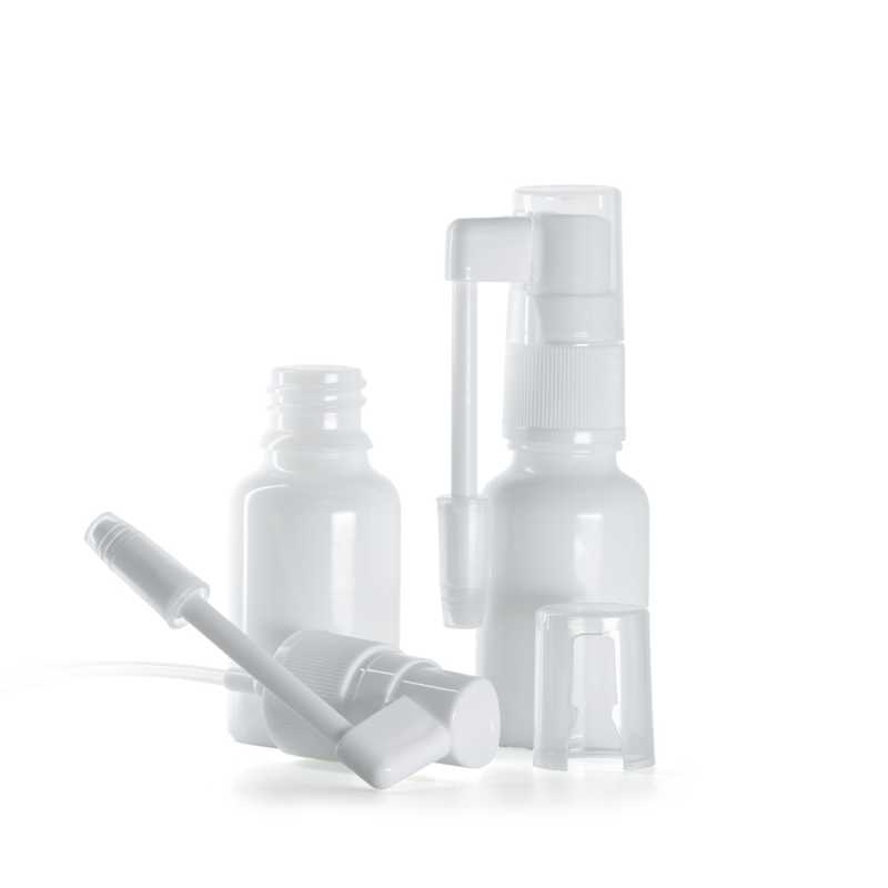 Flacone in vetro, spray orale, bianco, 15 ml
