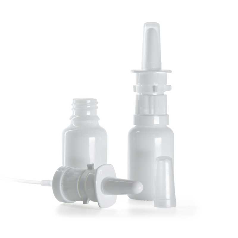 Flacone in vetro, spray nasale, bianco, 15 ml
