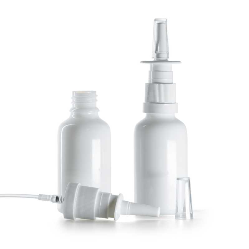 Flacone in vetro, spray nasale bianco, 30 ml
