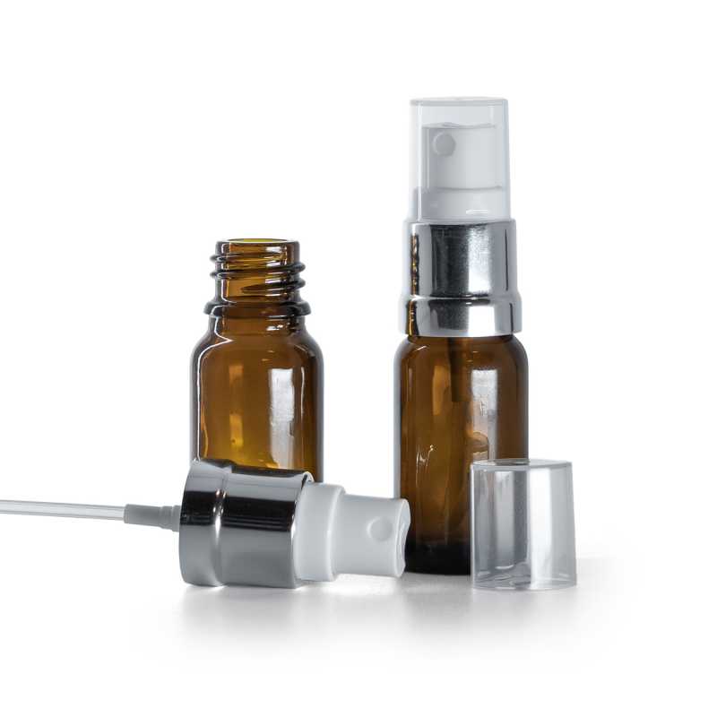 Flacone di vetro, spruzzatore, bianco argento, 10 ml