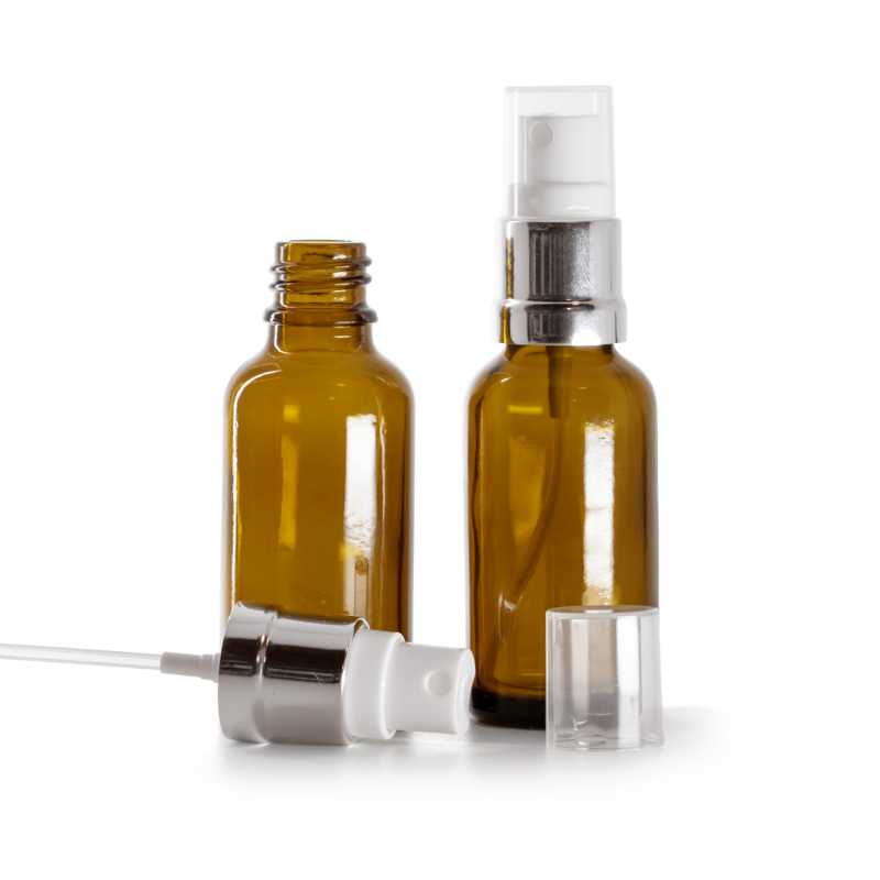 Bottiglia in vetro, spruzzatore, ambra, 30 ml