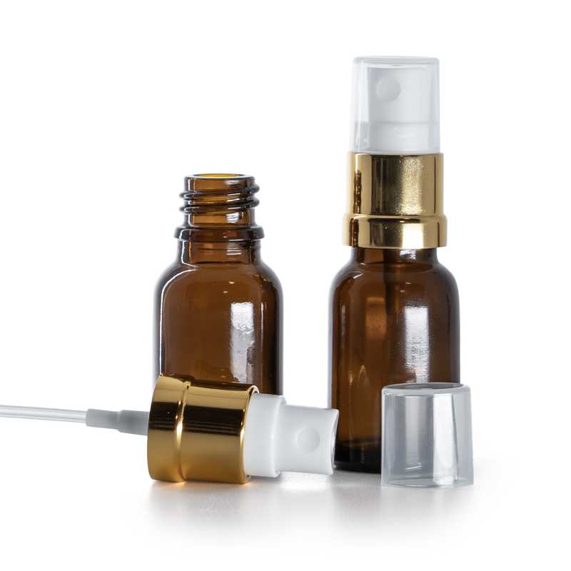 Flacone in vetro, spruzzatore, bianco oro, 15 ml