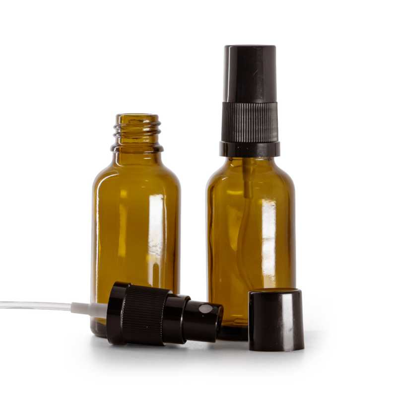 Flacone in vetro ambrato, spruzzatore, nero, 30 ml