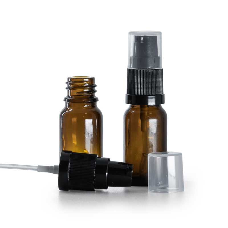 Flacone in vetro, dosatore lozione, ambra, 10 ml