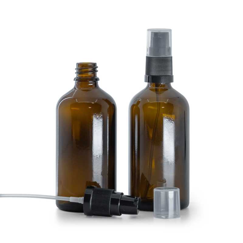 Bottiglia in vetro, dosatore per lozione, ambra, 100 ml