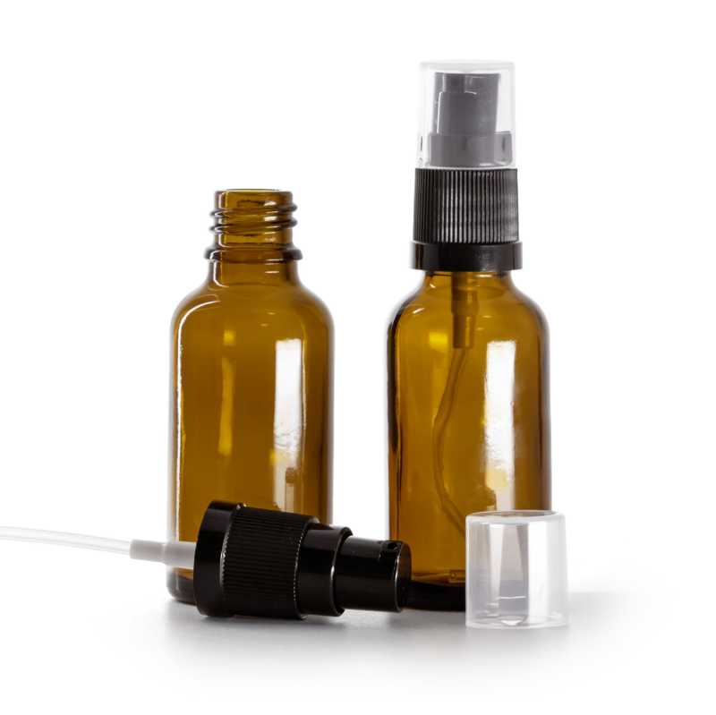 Flacone in vetro, dosatore lozione, ambra, 30 ml