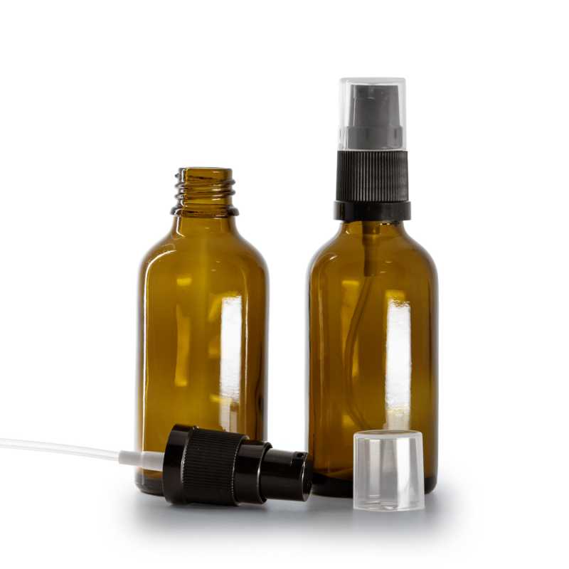 Flacone in vetro ambra, dosatore lozione, 50 ml