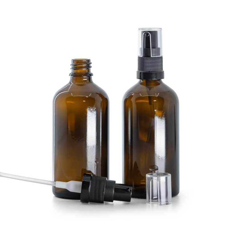 Flacone in vetro, dosatore per olio, ambra, 100 ml