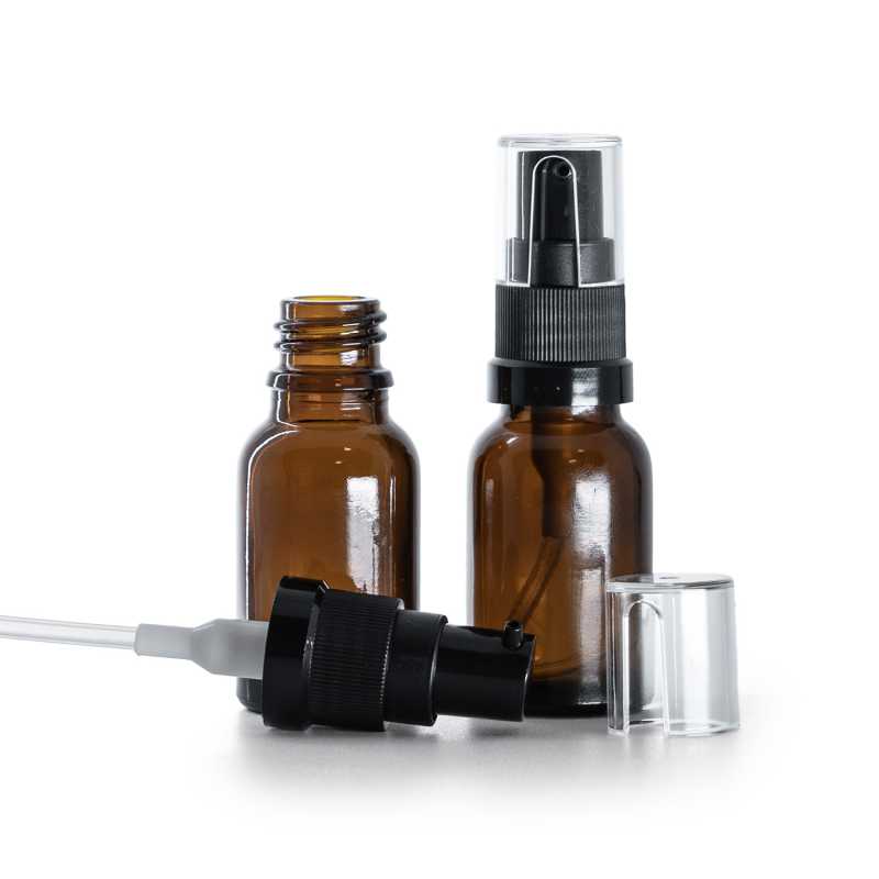 Flacone in vetro ambrato, dosatore per olio, 15 ml