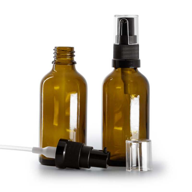 Bottiglia in vetro ambra, dosatore per olio, 50 ml