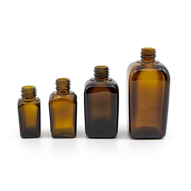 Flacone in vetro ambra quadrato, 20 ml