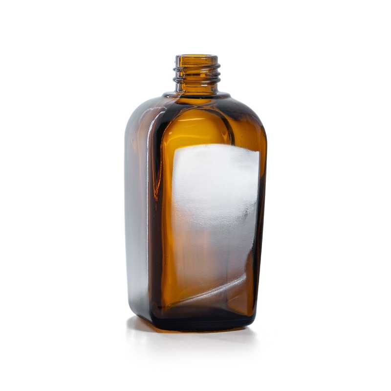 Bottiglia quadrata in vetro ambrato, 90 ml