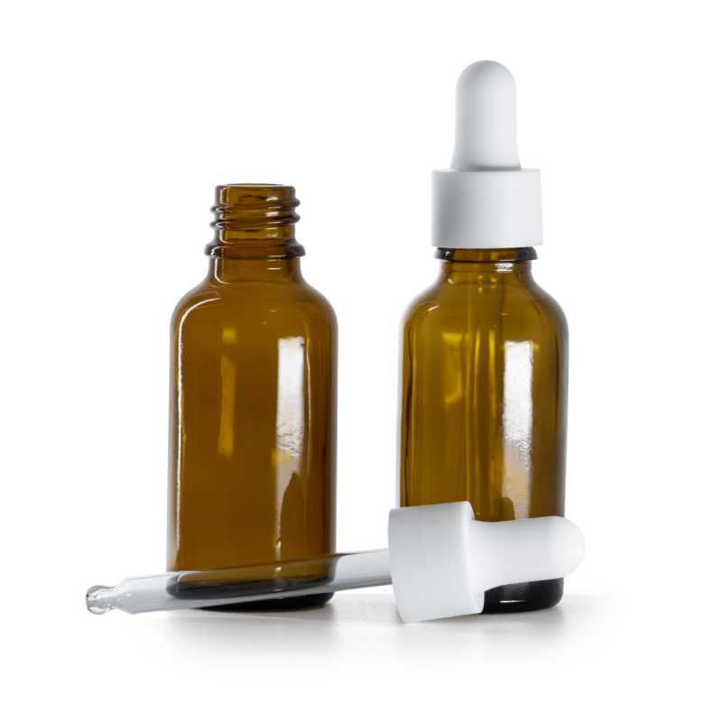 Bottiglia in vetro, contagocce, bianco opaco liscio, 30 ml