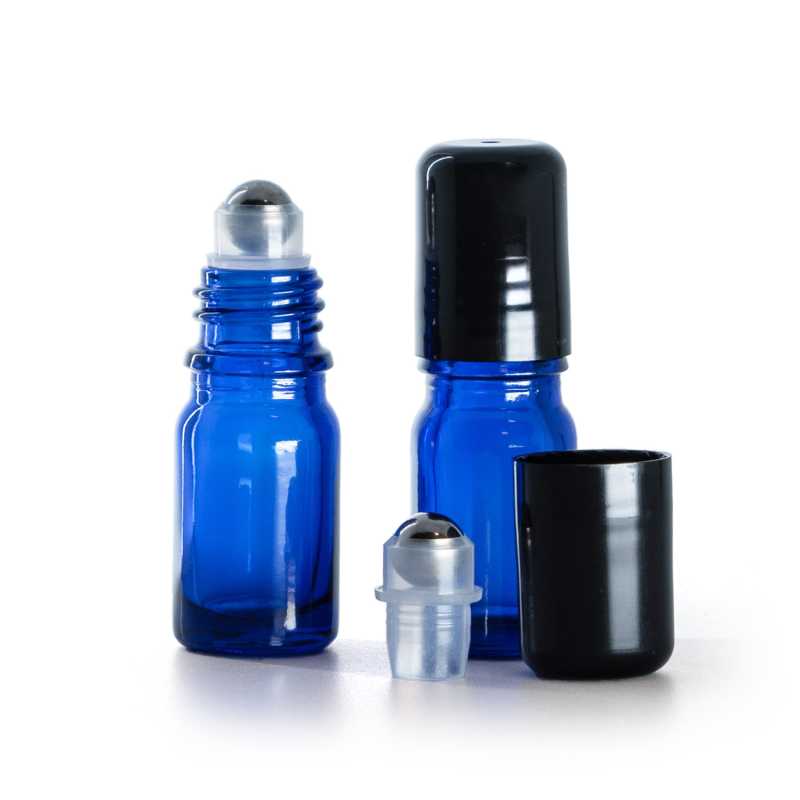 Flacone in vetro, roll-on, blu, 5 ml