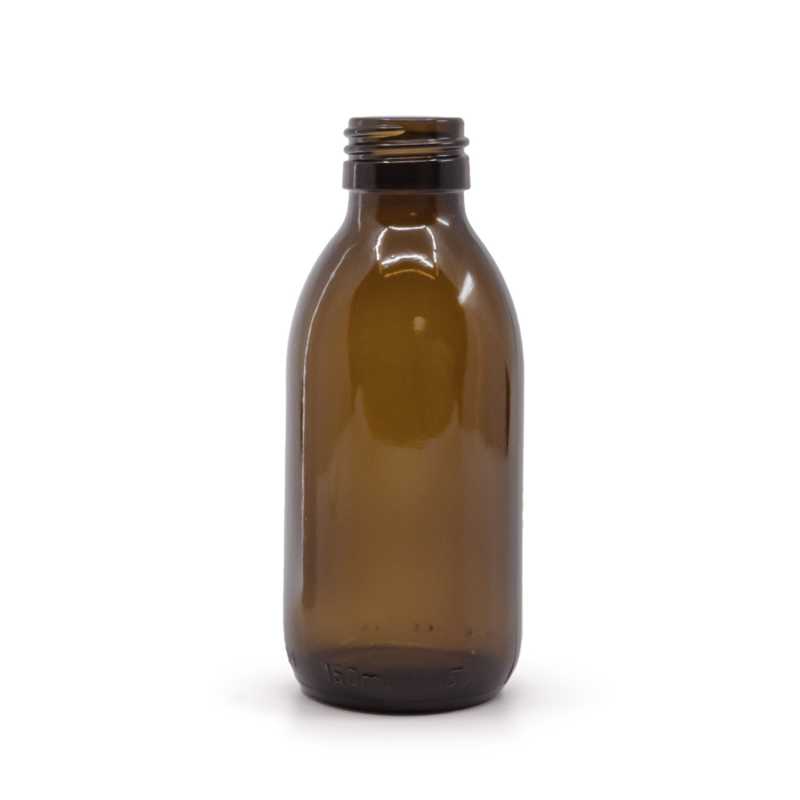 Bottiglia in vetro ambra per sciroppo, PP28S, 150 ml